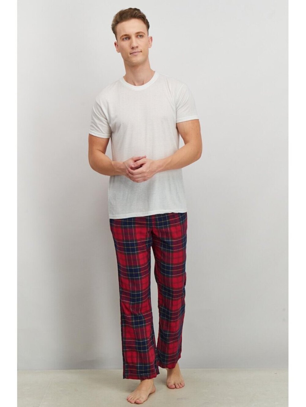 Barbour red tartan lounge pants